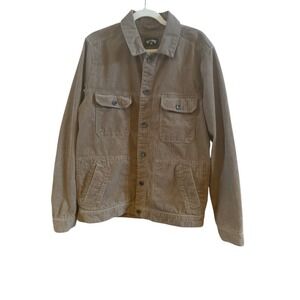 Billabong Taupe Tan Corduroy Men's Sz Large Jacket Metal Buttons Pockets Collar